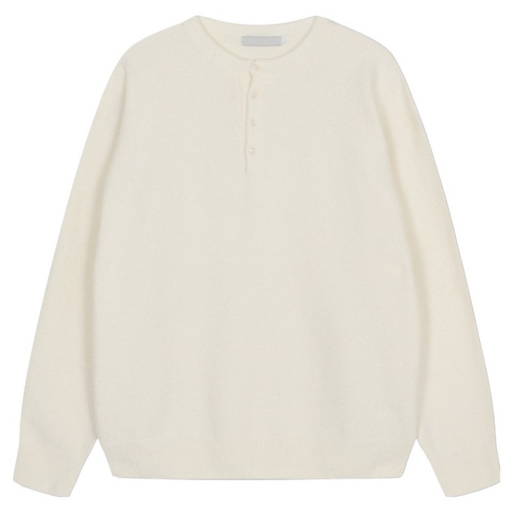 일루소 남성용 소프트 울 브러쉬 헨리넥 라운드 니트