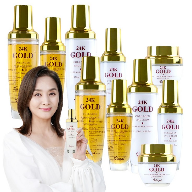 엘루자이 24K 골드 콜라겐 주름미백 탄력보습 기초 5종 3세트총15종, 3세트