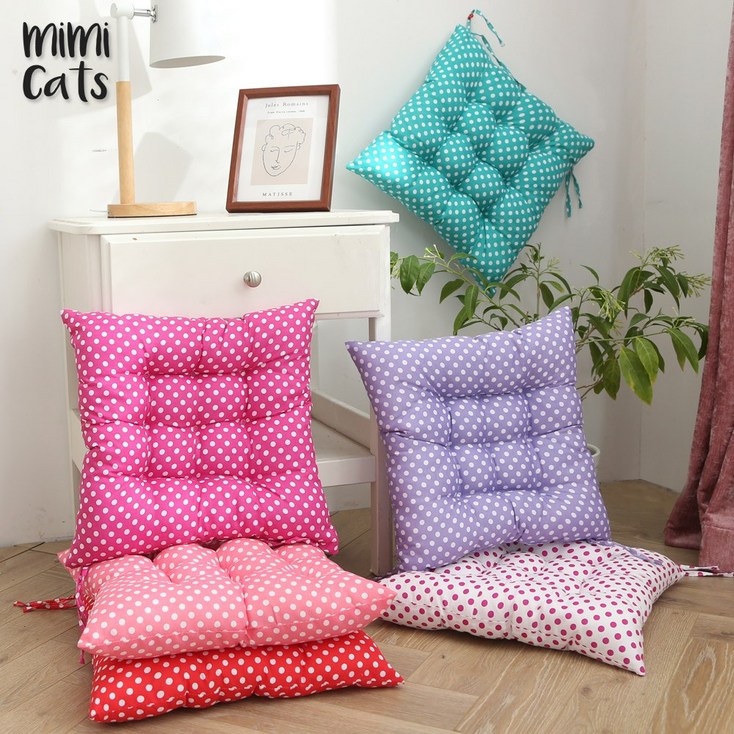 무료배송 미미캐츠 비비드도트 의자방석 학생방석