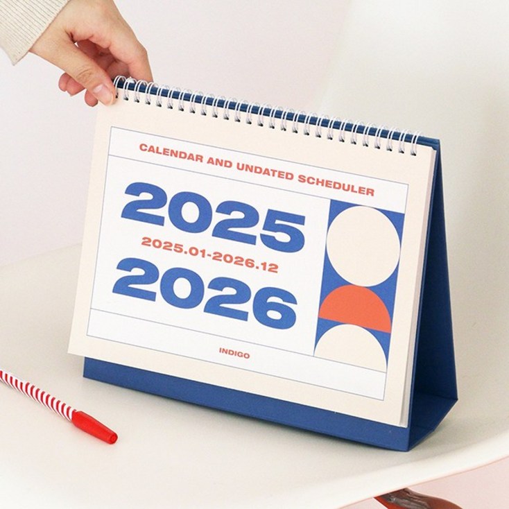 인디고 기본 2년 탁상 달력 v.4 25년 1월26년 12월 날짜 만년 2025년 2026년 달력, 1개, 단일상품 인디고 기본 2년 탁상 달력 v.4 25년 1월26년 12월 날짜 만년 2025년 2026년 달력, 1개, 단일상품
