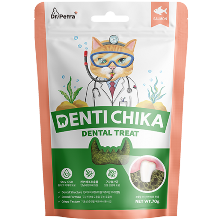 닥터페트라 덴티치카 덴탈트릿 고양이 이빨과자, 1개입, 70g, 연어맛