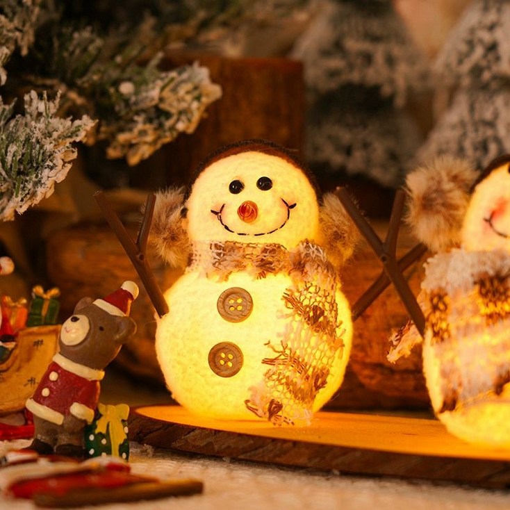 타미s 크리스마스 조명 눈사람 무드등 인형 미니어처 장식 소품, 1개, 달빛조명
