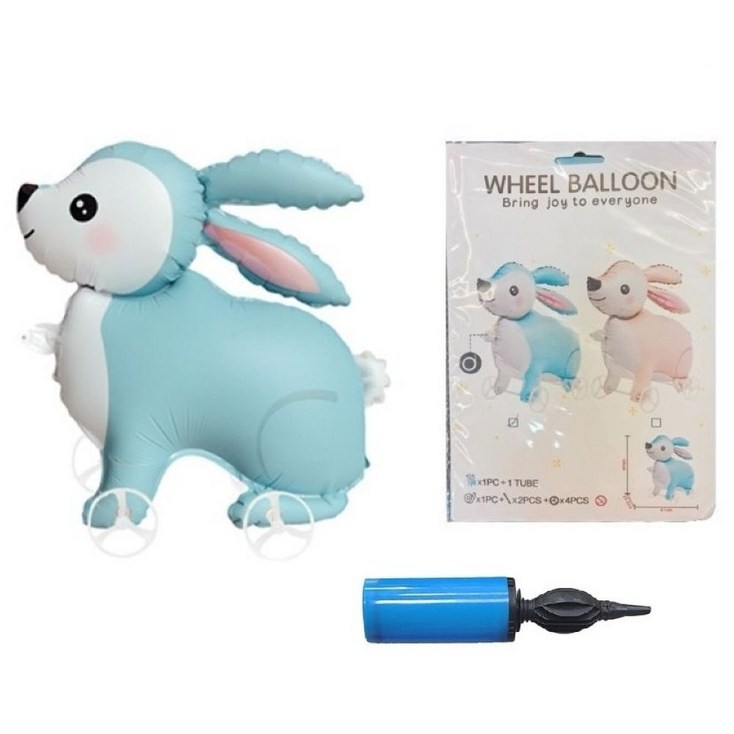 풍선 재미있는 걷기 풍선 바퀴 달린 밧줄, 파란 토끼