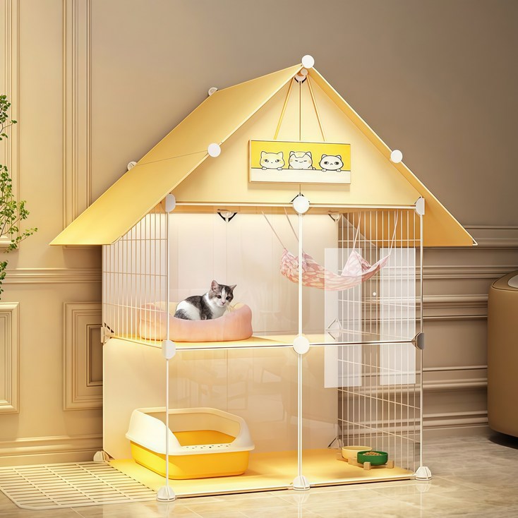 혜신 고양이 대형 케이지  철장 2단  고양이 울타 리 고양이케이지대형 울타리 휀스 2행 2층