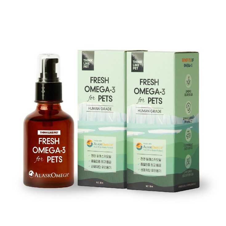 씽크라이크펫 반려동물 알래스카 프레시 오메가3 영양제 50ml, 50ml, 2개