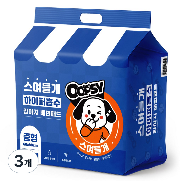 웁쉬 스며들개 고흡수 강아지 배변패드 두툼형 피톤치드향, 3개, 30개입