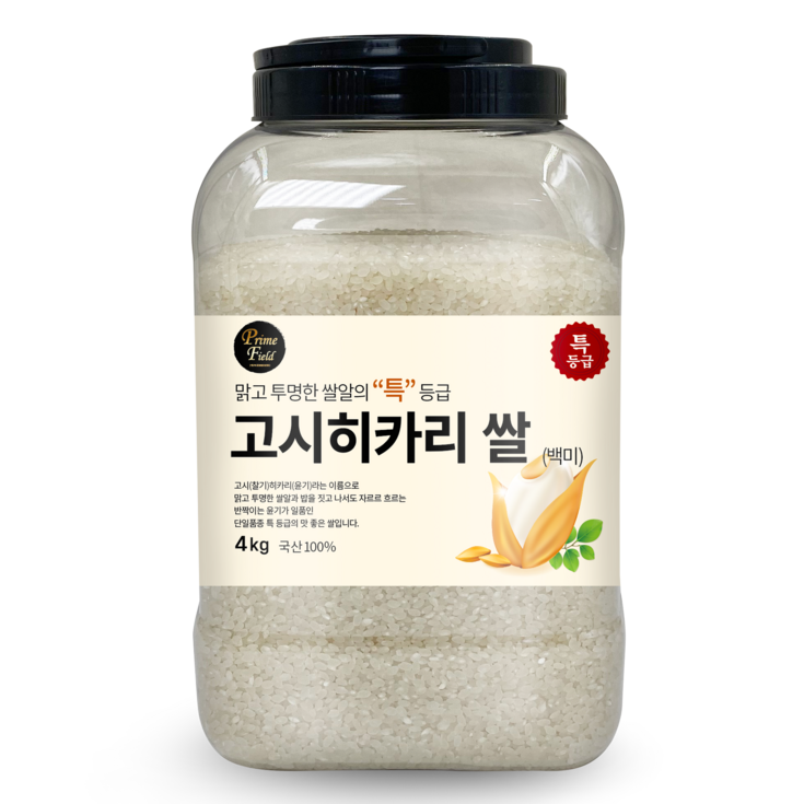 대구농산 프라임필드 특 등급 고시히카리 쌀 백미, 4kg, 1개