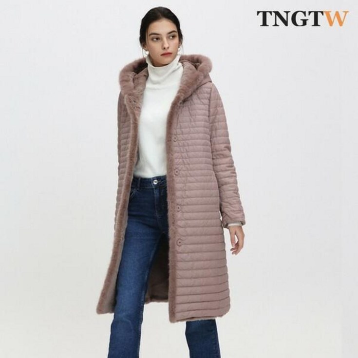 보내요 하프클럽TNGTW밍크퍼 덕다운 패딩코트핑크 THU0CDW91HPN