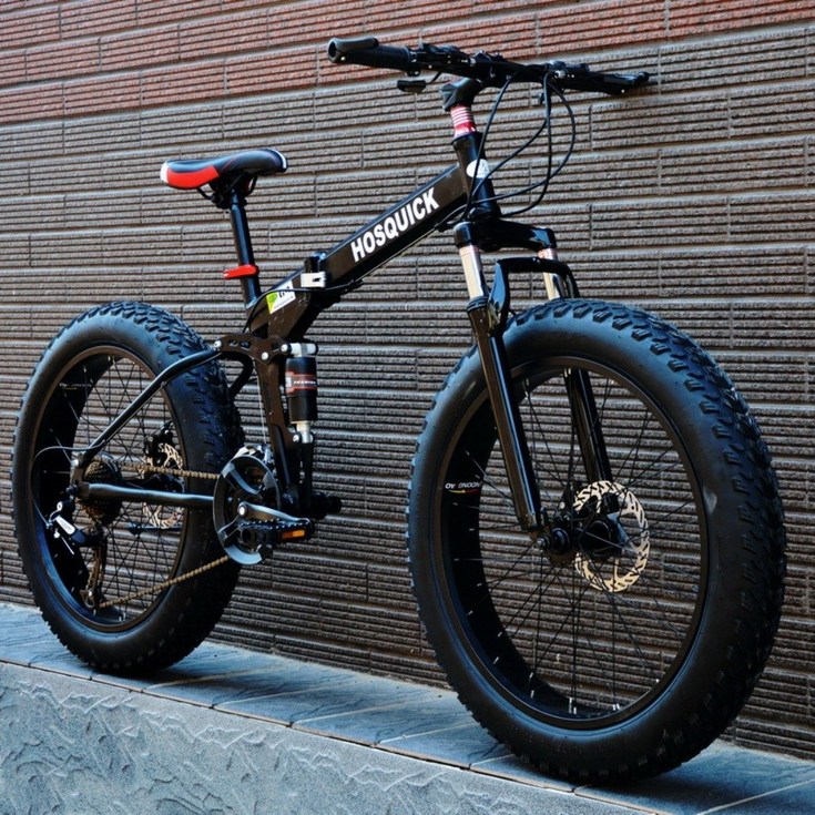 출퇴근 자전거 MTB 바퀴큰 팻바이크 엠티비 접이식 입문용, 검은