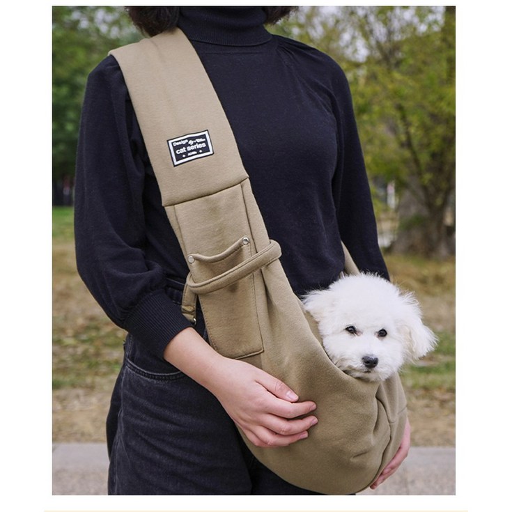 캣앤독마켓 강아지 이동가방 슬링백 앞가방 마트 펫 포대기, 블랙
