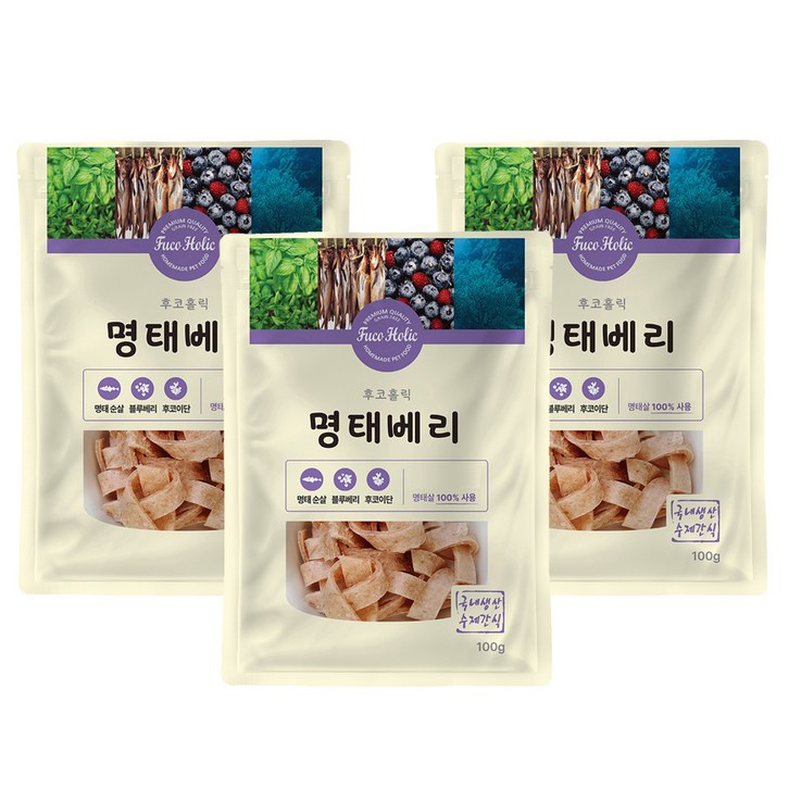 후코홀릭 강아지 건조 간식 100g, 명태  베리 혼합맛, 100g, 3개