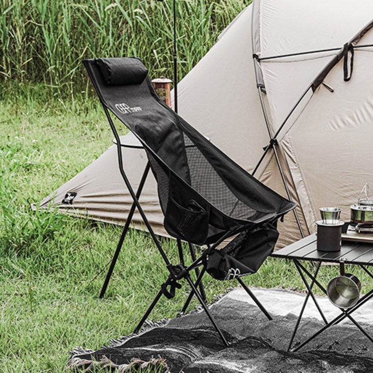 티프 캠핑체어 경량 휴대용 접이식 백팩킹의자 롱, TIFFF 캠핑의자 블랙, 1개