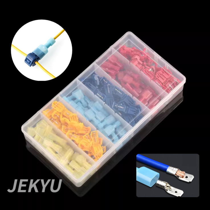 JEKYU T형 무탈피 커넥터 120pcs 케이블작업 전선 배선 연결 압착슬리브 스카치락, 120개 JEKYU T형 무탈피 커넥터 120pcs 케이블작업 전선 배선 연결 압착슬리브 스카치락, 120개