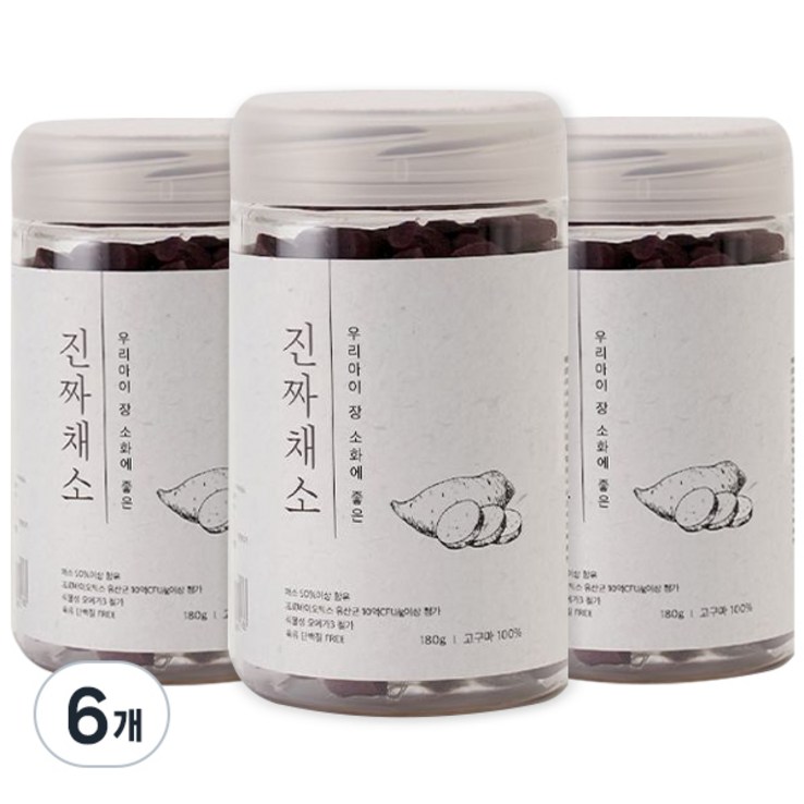 진짜채소 강아지 노즈워크 야채 간식 져키 180g, 6개, 고구마유산균, 180g