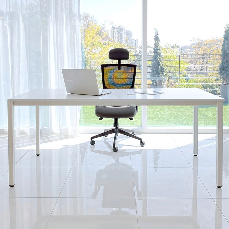 DK9799 필웰 스틸프레임 심플 책상 테이블 1800 x 800 DVX 화이트다리 / 기사설치배송 / EO자재 / 넓은상판