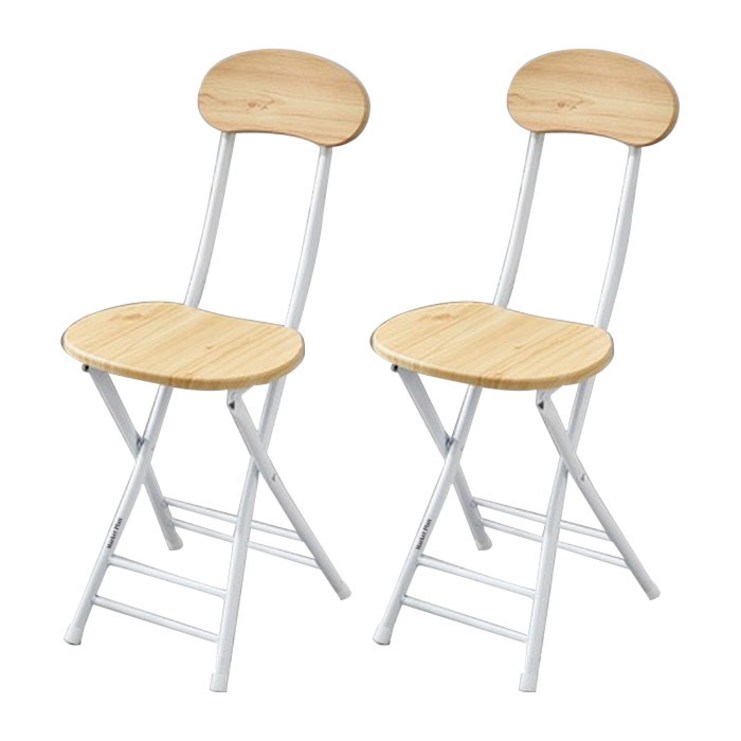 마켓플랜 원형 접이식 의자 2p, 우드, 2개