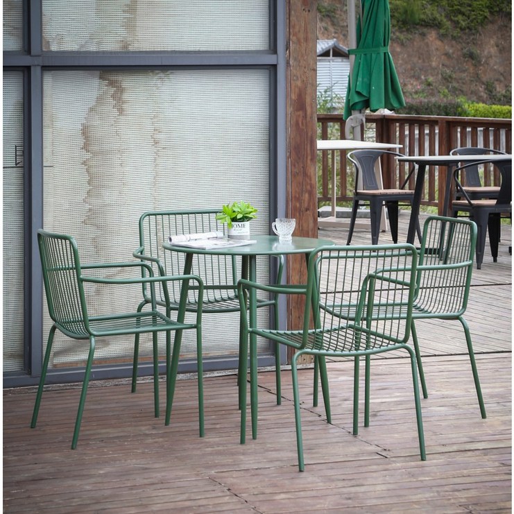 야외 테이블 세트 카페 테라스 의자 야외용 베란다 정원 철제 원형 마당 옥상 티테이블