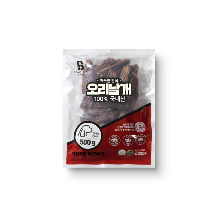 빈즈라이크 오리날개 강아지 간식, 오리날개맛, 500ml, 500g, 1개