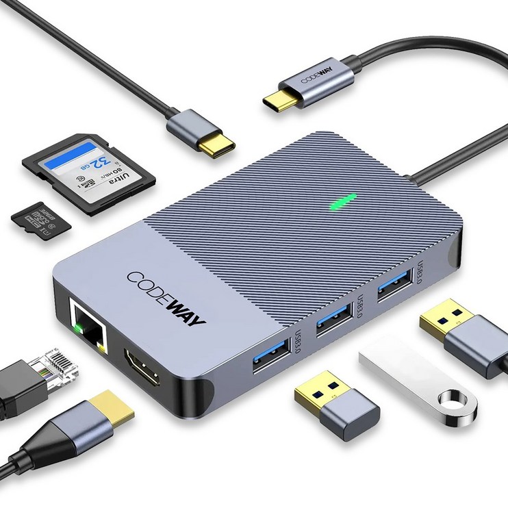 USB C타입 8in1 노트북 멀티허브, 그레이 - 쇼핑뉴스