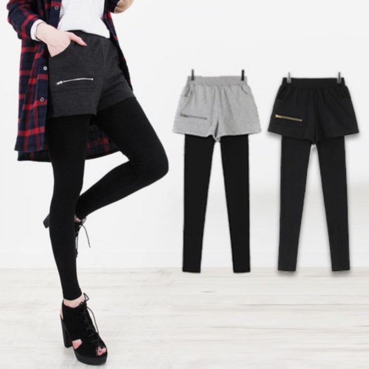 세일 SALE  L120 여성 포인트 지퍼 기모 반바지R 레깅스 9부 바지 팬츠
