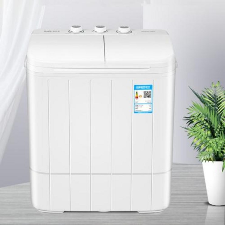 미니세탁기 5KG 반자동 세탁기 더블 배럴 기숙사 가정용 소형 미니 스핀 드라이 기능 세, WHITE+AU