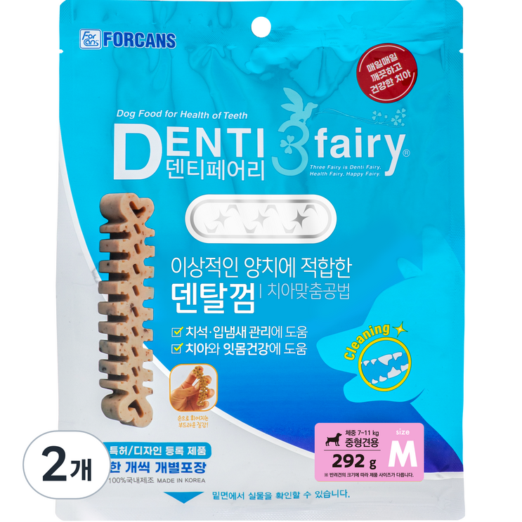 포켄스 강아지 덴티페어리 덴탈껌 23p, 타피오카, 292g, 2개 포켄스 강아지 덴티페어리 덴탈껌 23p, 타피오카, 292g, 2개