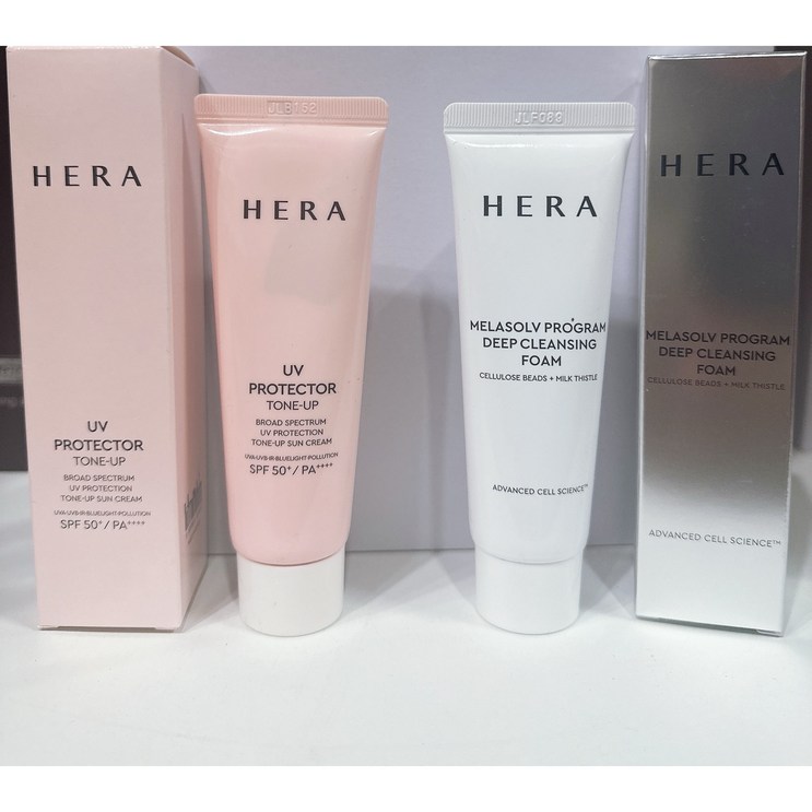 HERA 헤라 UV프로텍터 톤업선크림 40ml  멜라솔브 딥 클렌징 폼 50ml 오늘출발, 1개