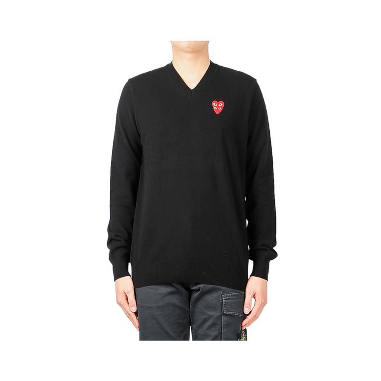 꼼데가르송 P1N074 BLACK 남성 하트로고 와펜 니트 21SS 꼼데가르송 P1N074 BLACK 남성 하트로고 와펜 니트 21SS
