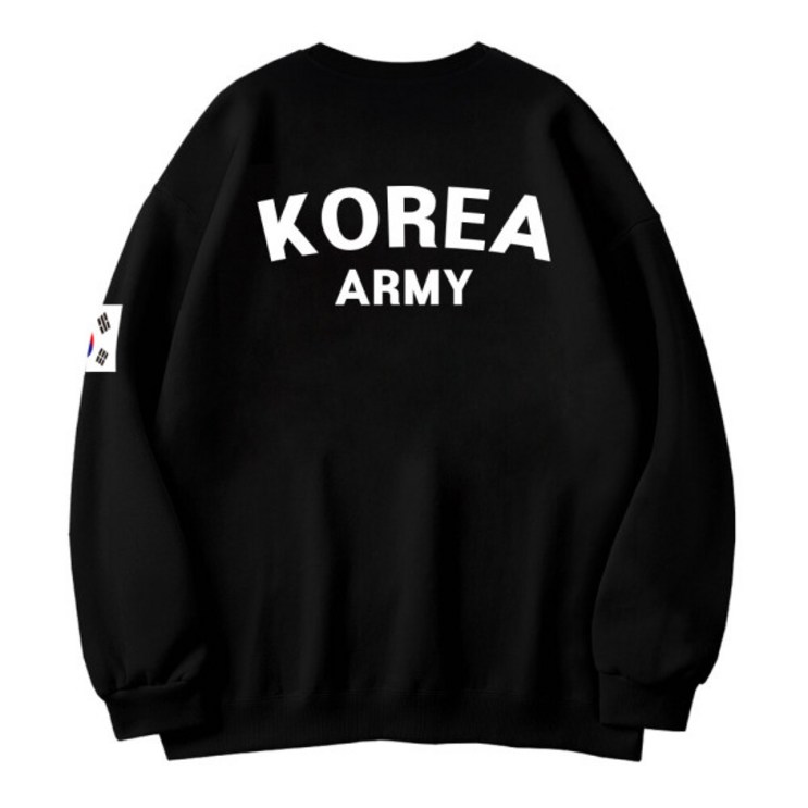 더팀 남녀공용 오버핏 기모맨투맨 코리아아미 로카 기본형
