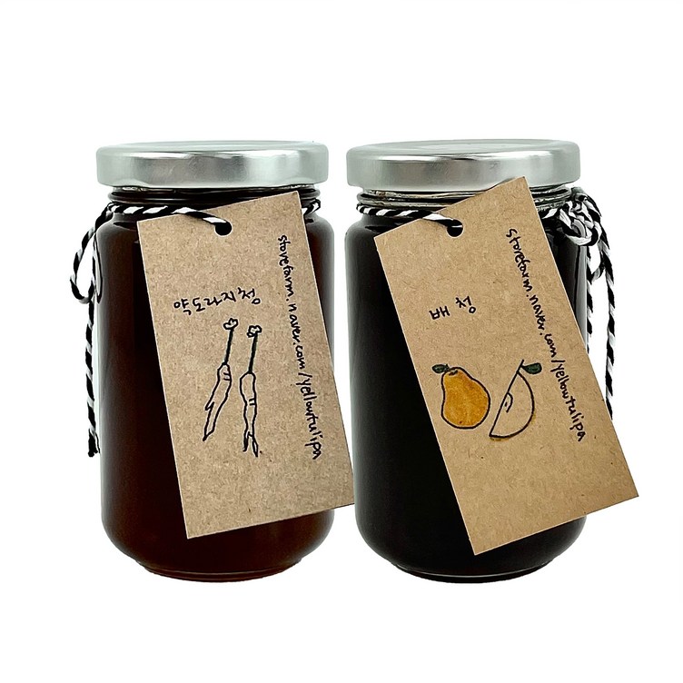 노랑튤립 수제청 선물세트, 약도라지청 250ml  배청 250ml, 1세트