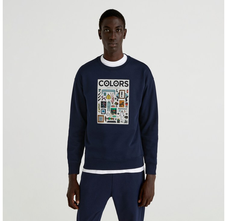 베네통 그래픽 맨투맨 티셔츠 3J73U103Y016