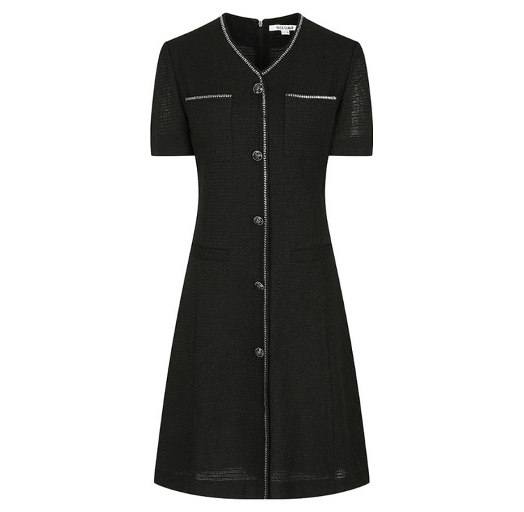 나이스클랍 하프 슬리브리스 트위드 브레이드 원피스