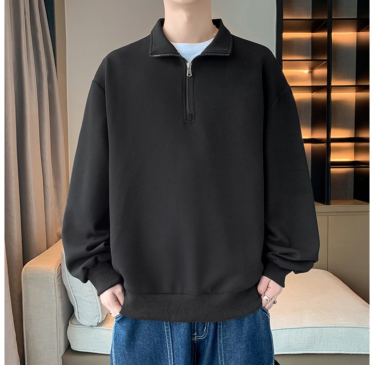 스타빈 남성용 반집업 심플 카라 맨투맨