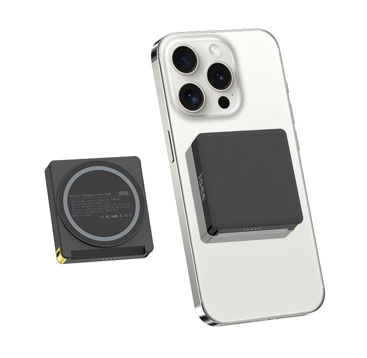 ISEE아이시 맥세이프 미니 고속 무선 보조배터리 5000mAh 20W, 카본 블랙