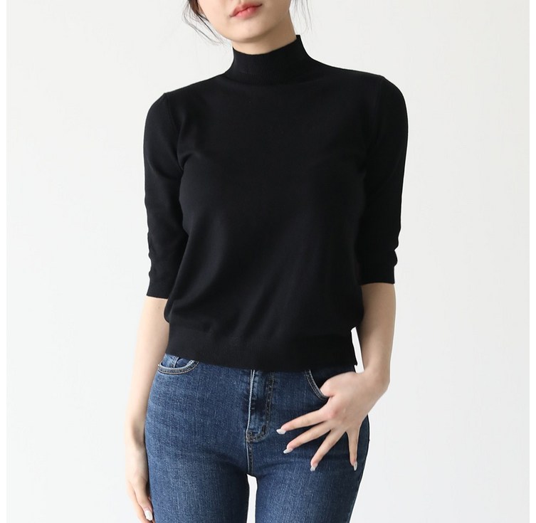 루나소이 여성 반팔 반목티 베이직 반목 반폴라 니트