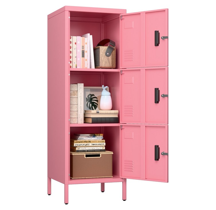 자물쇠가있는 금속 저장 로커, 명함 홀더가있는 강철 로커 및 학교, 가정, 사무실, 놀이방, 조립에 필요한 금속 다리, 분홍색