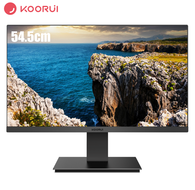 KOORUI FHD LED 사무용 평면 모니터 리얼 75Hz초슬림 베젤벽걸이 지원22 24 27인치, 22N1