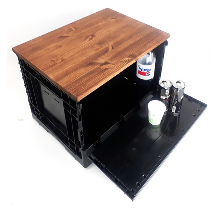 원룸수납테이블  접이식 폴딩박스 원목상판 우드 원목