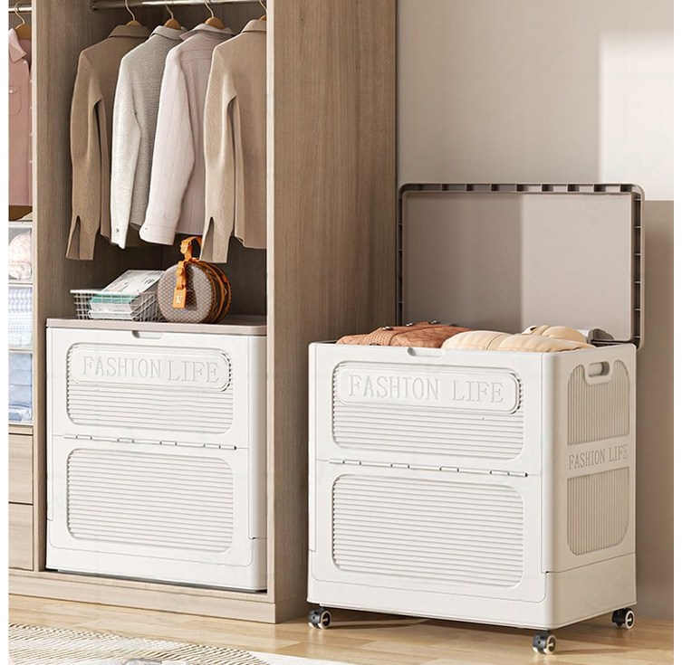 Kleeno 대형 정리함 150L 대용량 폴딩 수납함 이동 가능 리빙박스 옷 이불 보관함