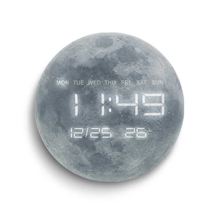무소음 LED 인테리어 슈퍼문 오리지널 달표면 Moon 벽시계 집들이선물, 혼합색상