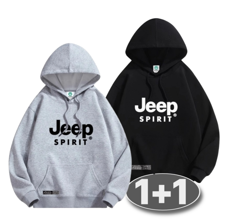 11JEEP SPIRIT 지프 남자 여자 후드티 면 100 후드 티셔츠 오버핏 가을 봄 2장 세트