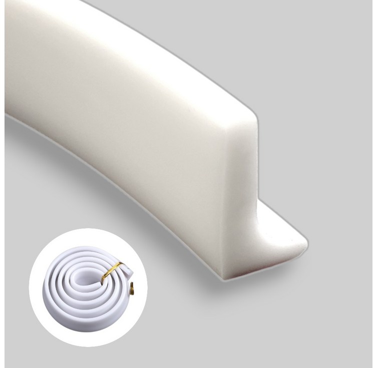 L자 물막이 실리콘 몰딩 물넘침 방지 베란다 욕실 난간 물받이, 화이트 2M, 2개