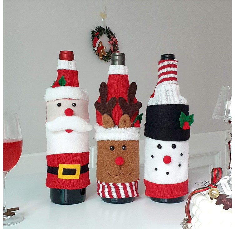 페페무드 Xmas 와인병 커버 3type 와인 크리스마스 파티 용품 테이블 소품 산타 장식 성탄, 루돌프, 1개