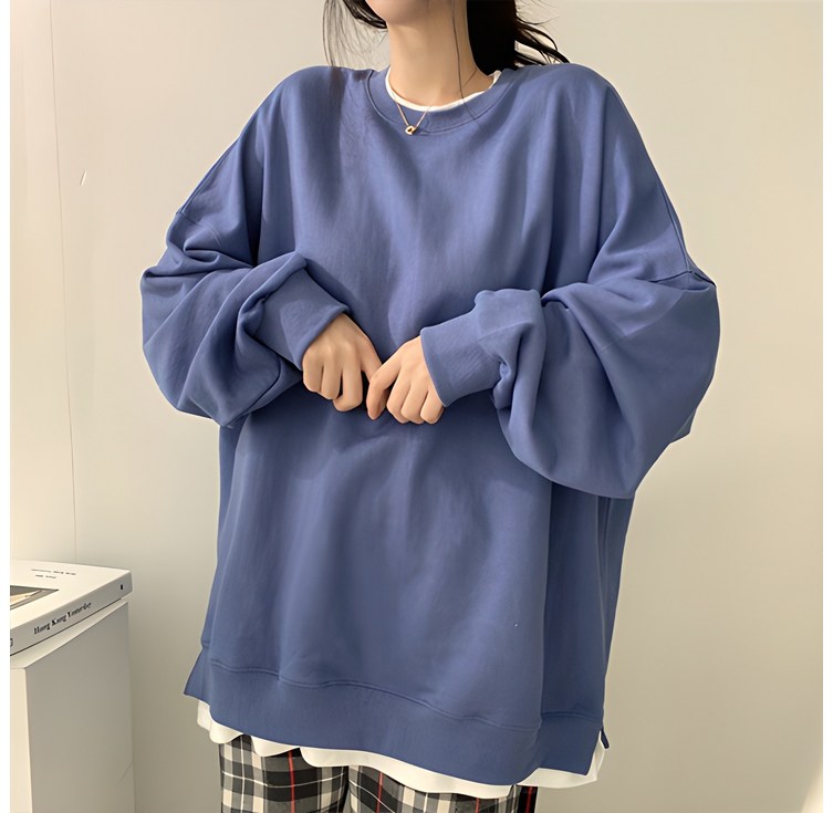 데일로엔 여성 오버핏 레이어드 맨투맨 티셔츠 데일로엔 여성 오버핏 레이어드 맨투맨 티셔츠