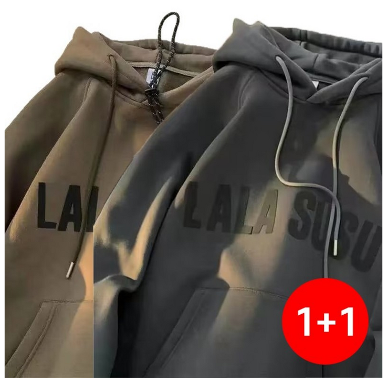 오버핏 레터링 후디 기모 추가  남녀공용 커플룩  빅사이즈  데일리 캐주얼  스트릿 패션 빅사이즈후드티 트렌디한후드