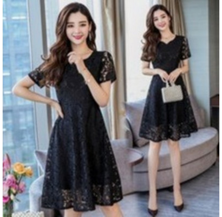 요모조모 YJS139 여성 A라인 레이스 여름 반팔 원피스