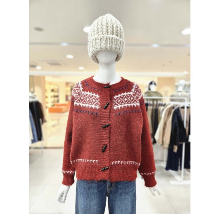 올리브데올리브 노르딕 라운드넥 울혼방 가디건 YK5WD404 2403300