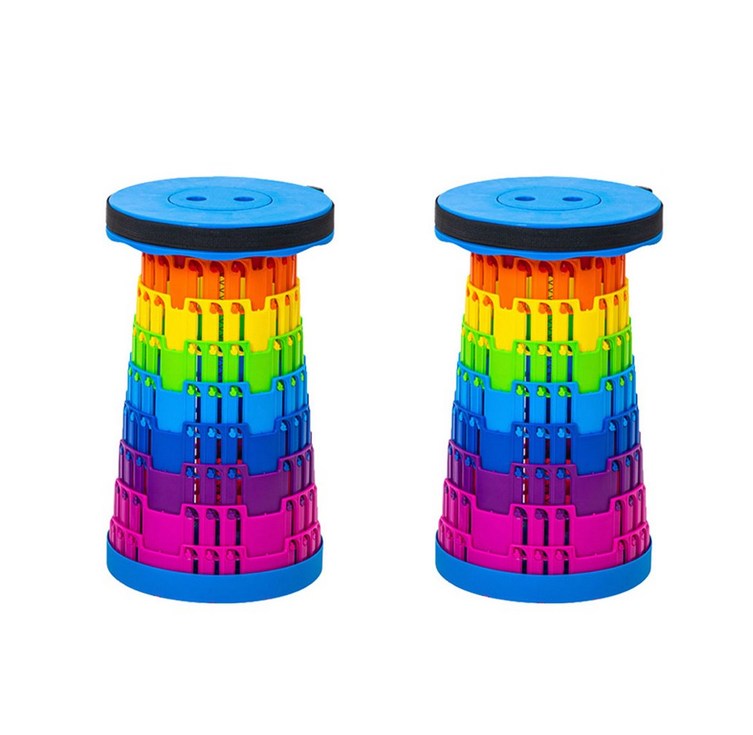 다나몰 아코디언 의자 무지개 놀이동산 줄서기 휴대용 캠핑 폴딩 3세대의자, 2개, 블루