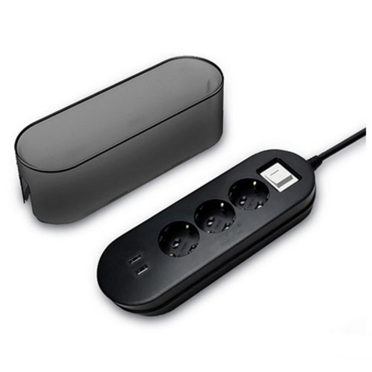 네모탭 USB 2PORT 멀티탭 박스플러스 3구 SYNA3 USB, 3m, 올블랙, 1개