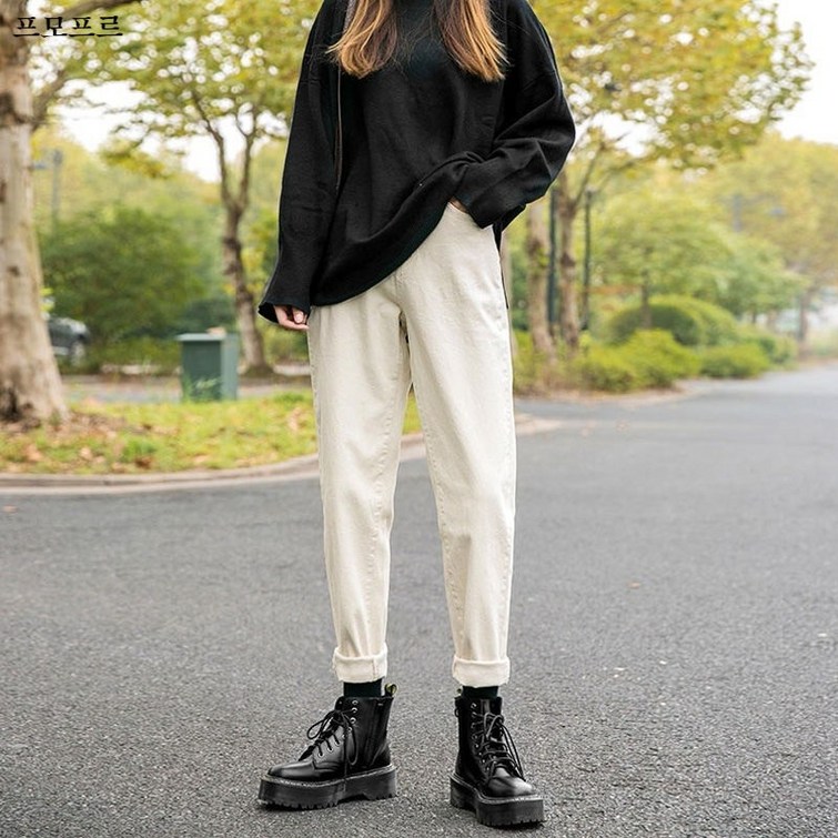 POMTOR 여자 스트레이트 팬츠  바지 슬랙스 코듀로이팬츠